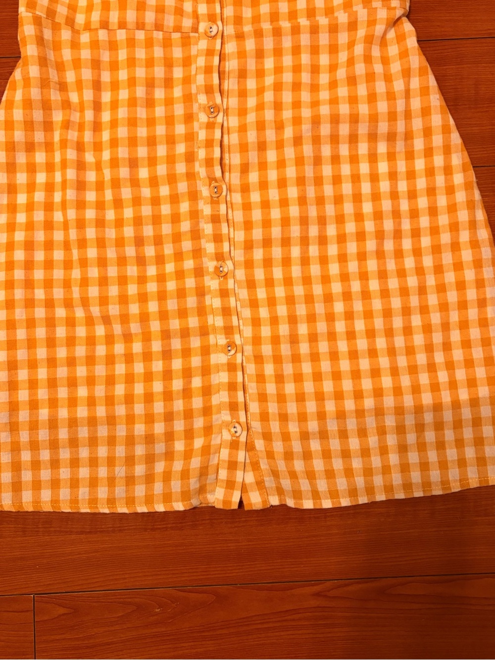 Vintage Yellow Gingham Button-Front Strappy Sundress with Lace Trim - Picture 4 of 8
